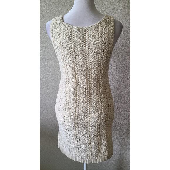 Anthropologie Women's Cable Knit Festival Dress Size Small Boho Wool Blend Ivory - Picture 6 of 12